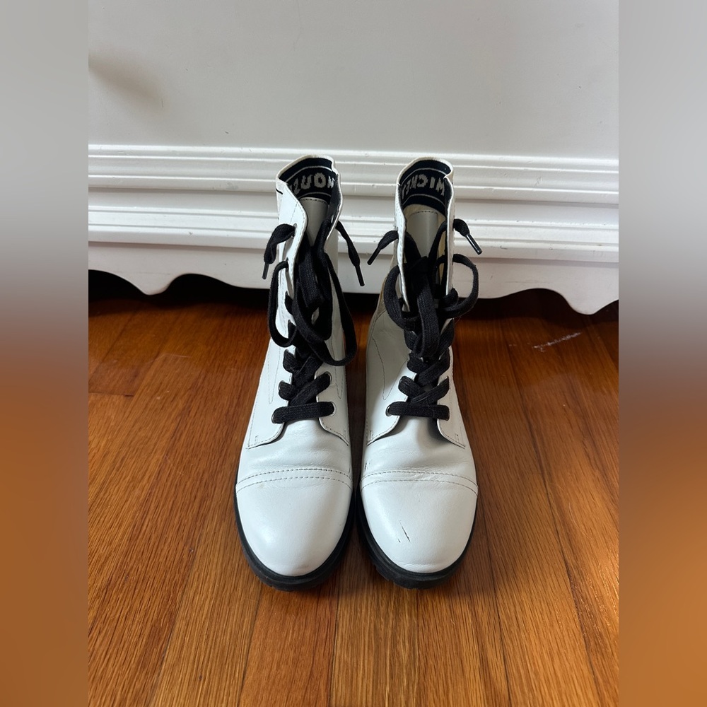 ALDO Mickey Mouse White and Black Lace-Up Combat Boots